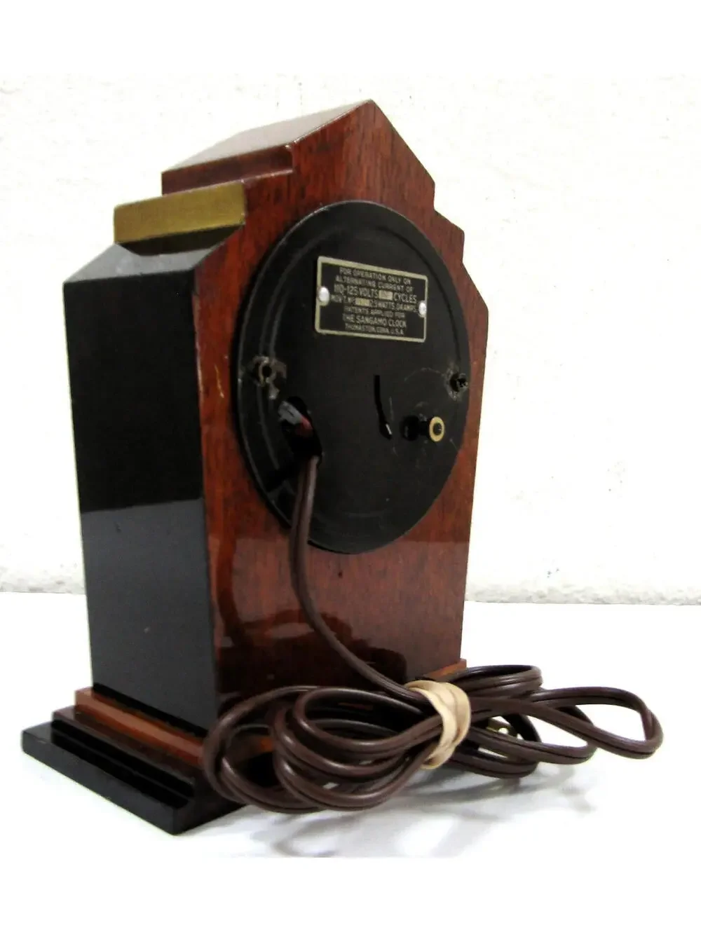 1930s Art Deco Sangamo Brown with Gold Accent Electric Clock